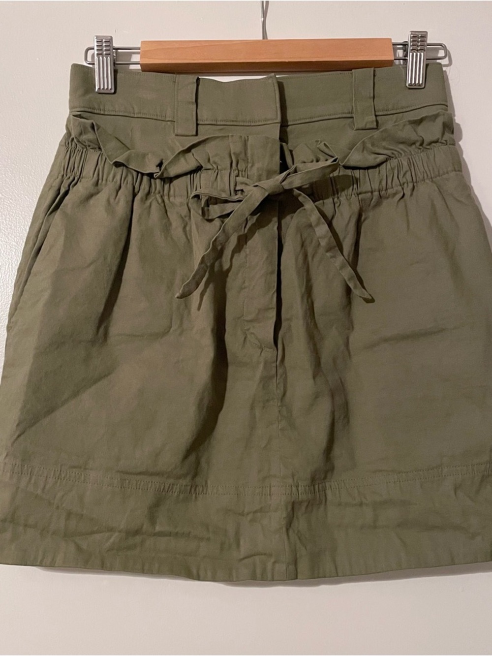A.L.C. Olive Green Paperbag Waist Mini Skirt